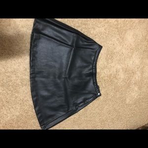 Black leather circle skirt